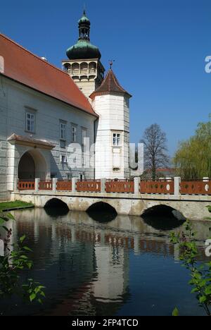 Österreich, Wasserschloss Pottenbrunn aka Schloss Trautmannsdorf in Niederösterreich Stockfoto