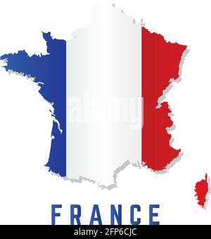 Isolierte Karte mit Flagge von Frankreich Vektor-Illustration Stock Vektor