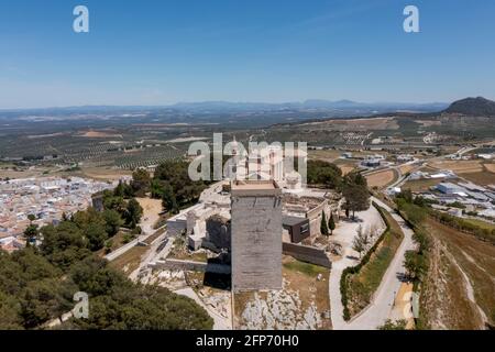 Alte maurische Zitadelle der Gemeinde EstEPA in der Provinz Sevilla, Spanien Stockfoto