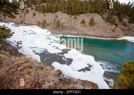 Bow Falls im Winter Stockfoto