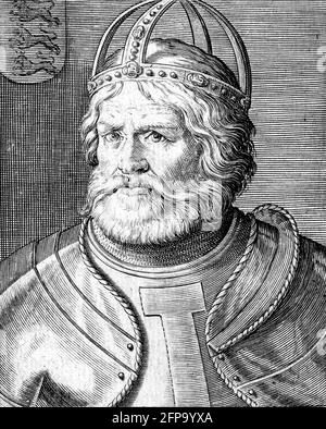 Friedrich I., Heiliger römischer Kaiser. Porträt von Friedrich Barbarossa (1122-1190), Stich von Aliprando Caprioli, 1596 Stockfoto