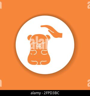 Symbol für die Farbgebung der Nagetierpflege. Verbesserung des Lebens von Nagetieren. Aktionen, die auf ihre Pflege abzielen. Piktogramm für Webseite, mobile App, Promo. UI UX GUI-DESIGN Stock Vektor