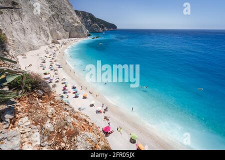 Porto Katsiki Beach auf der ionischen Insel Lefkada, Griechenland Stockfoto