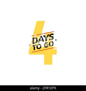 4 Tage vor dem letzten Countdown-Symbol. Aktionsangebot für vier Tage, nur 4 Tage. Stock Vektor