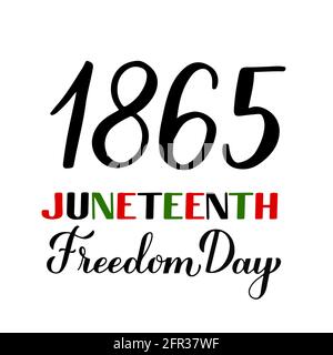 Kalligraphie-Handschriftzug des Juneteenth Freedom Day auf Weiß isoliert. Afroamerikanischer Feiertag am 19. Juni. Vektorvorlage für Typografie-Poster, Ban Stock Vektor