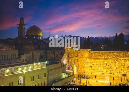 Die westliche Mauer und der Felsendom in Jerusalem Israel Stockfoto