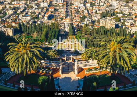 Hängende Gärten von Haifa, Terrassen des Bahai-Glaubens in israel Stockfoto