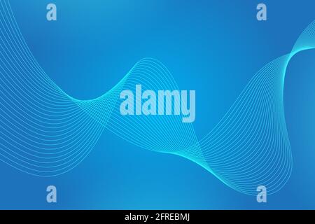 Abstrakter Hintergrund mit geschwungenen wellenförmigen Linien. Vektorgrafik für Design. Welle aus Linie und blauem Raum. Stock Vektor