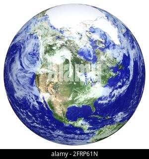 Wolkenkarte für Erdglobus. Seite Nordamerikas. Die Erdstruktur dieses Bildes, die von der NASA eingerichtet wurde. (http://visibleearth.nasa.gov/view.php?id=57735) Stockfoto