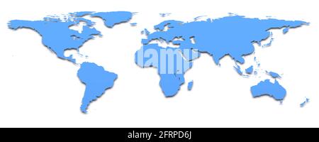 Blaue Weltkarte. 3d-Bild Stockfoto