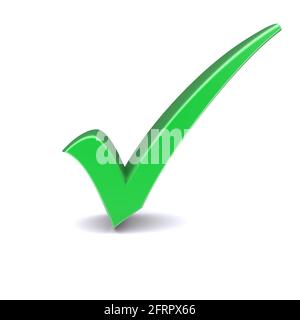 Isoliertes grünes Häkchen. 3d-Bild Stockfoto