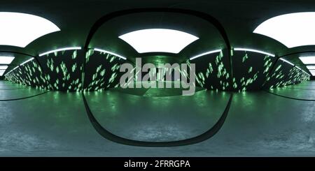 Volles 360-Grad-Panorama mit futuristischem Design mit leerer Technologie 3d Rendering Illustration hdri hdr vr style Stockfoto