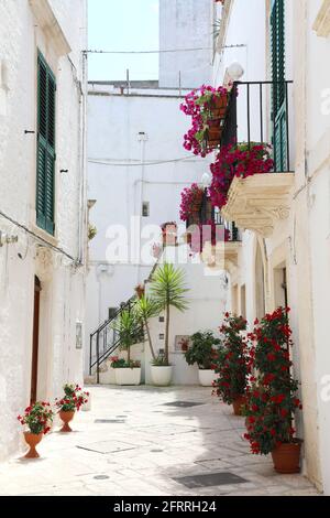 Blick auf eine italienische Stadt in der Region Apulien, Südeuropa Stockfoto