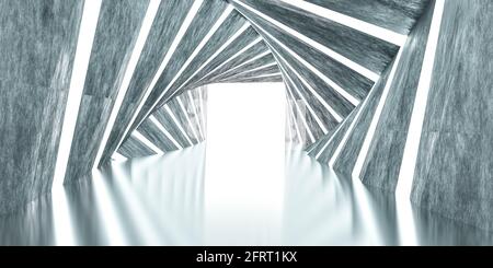 Moderne abstrakte symmetrische Betontunnel 3d Rendering Illustration Stockfoto