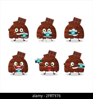 Fotograf Beruf Emoticon mit Schokolade Eis Kugeln Zeichentrickfigur. Vektorgrafik Stock Vektor