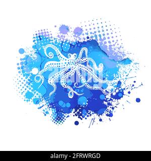 Krake bunt. Octopus Grafik. Aufdruck auf einem T-Shirt. Meer Abstraktion . Vektorgrafik Stock Vektor