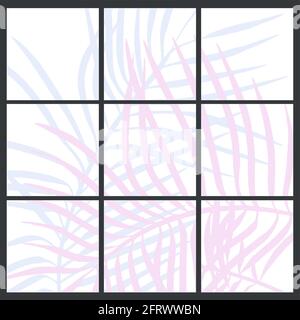 Set aus abstrakten quadratischen Vorlagen mit Blumenelementen. Design für Beiträge in sozialen Medien. Vektorgrafik Stock Vektor
