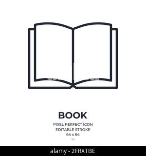 Buch editierbare Konturumrisssymbol isoliert auf weißem Hintergrund flache Vektorgrafik. Pixel perfekt. 64 x 64. Stock Vektor
