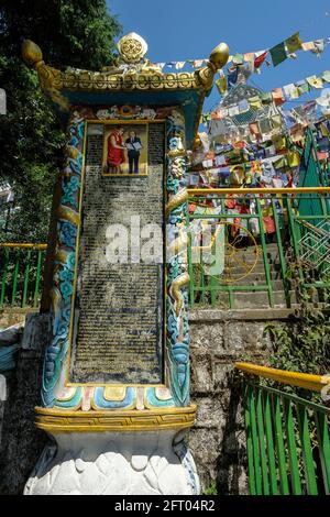 McLeod Ganj, Indien - 2021. Mai: Gedenktafel für die Exil-Tibeter am 21. Mai 2021 im Tsuglagkhang-Komplex in Dharamshala, Himachal Pradesh. Stockfoto