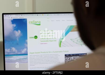 New York, USA - 1. Mai 2021: Cellana-Unternehmenswebsite auf dem Bildschirm, illustratives Editorial Stockfoto