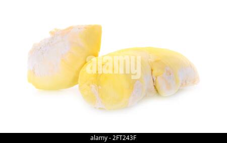 König der Früchte, Durian auf weißem Hintergrund. Stockfoto