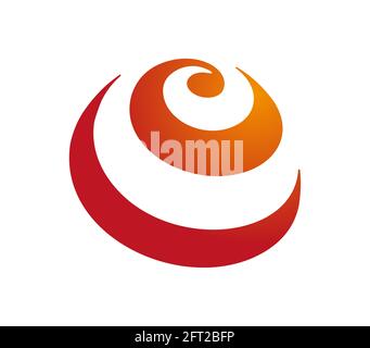Orangefarbene Spirale auf Kugelsymbol Stock Vektor