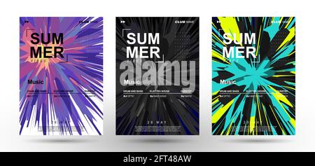 Musikcover. Explosion von lebendigen Farben. Lackspritzer. Flyer zur Clubparty. Poster, Präsentation, Broschüre, Banner, Poster Design. Stock Vektor