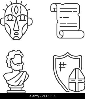 Erforschung der alten Leben lineare Symbole gesetzt Stock Vektor