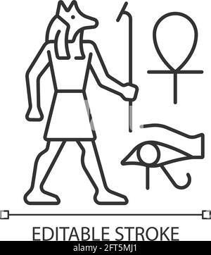 Ägyptische Wandzeichnungen lineare Ikone Stock Vektor