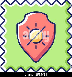 UV-Schutzstoff mit Vektor-Flach-Farbsymbol Stock Vektor