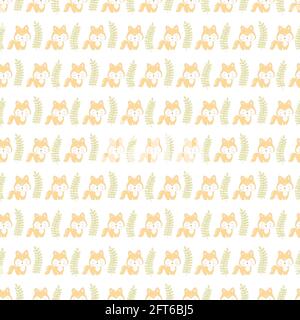 Nahtloses Baby-Muster mit niedlichem Fuchs und Blume Stock Vektor