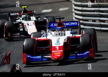 01 Shwartzman Robert (rus), Prema Racing, Dallara F2, Action während der FIA Formel 2-Meisterschaft 2021 in Monaco vom 21. Bis 23. Mai - Foto Florent Gooden / DPPI / LiveMedia Stockfoto