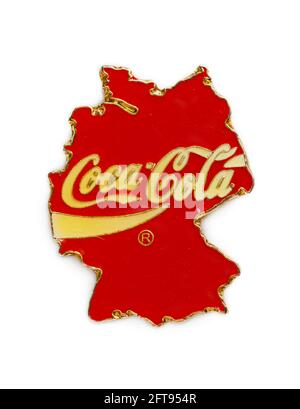 Seltenes Coca-Cola Werbeplakette der Bundesrepublik, vor der Wiedervereinigung. Stockfoto
