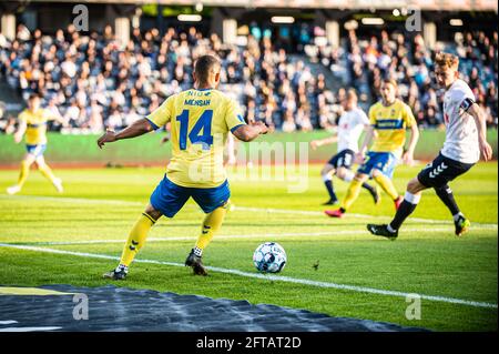 Aarhus, Dänemark. Mai 2021. Kevin Mensah (14) von Broendby, WENN er während des 3F Superliga-Spiels zwischen Aarhus GF und Broendby IF im Ceres Park in Aarhus gesehen wurde. (Foto: Gonzales Photo - Morten Kjaer). Stockfoto