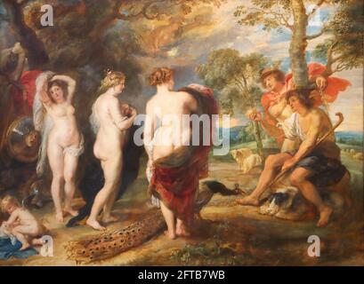 Das Urteil des Paris von der flämischen Künstlers Peter Paul Rubens in der National Gallery, dem Trafalgar Square, London, UK Stockfoto