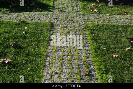 Gepflasterten Steinboden Hintergrund Textur auf der Straße Stockfoto