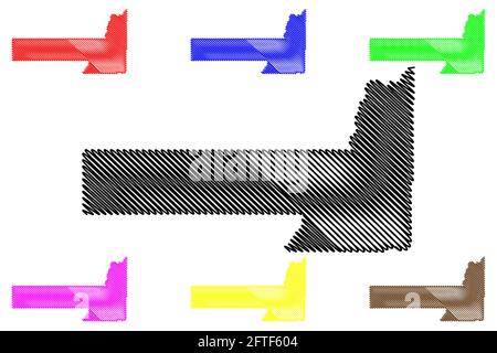 Pennington County, State of South Dakota (U.S. County, United States of America, USA, U.S., US) Kartenvektordarstellung, Scribble Sketch Pennington ma Stock Vektor