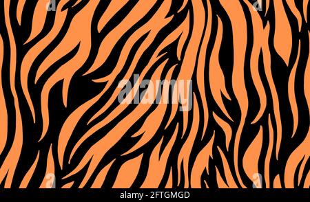 Nahtloses Muster aus Tiger-Haut. Tiger-Streifen im modischen Druck-Dessin. Stock Vektor