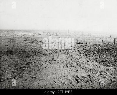 Erster Weltkrieg, 1. Weltkrieg, Westfront - EINE allgemeine Ansicht der Überreste von Guillemont, Somme Department, Hauts-de-France, Frankreich Stockfoto