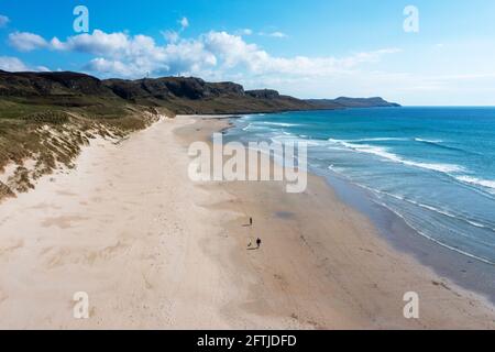 Luftaufnahme von Machir Bay, Isle of Islay, Inner hebrides, Schottland. Stockfoto