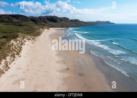 Luftaufnahme von Machir Bay, Isle of Islay, Inner hebrides, Schottland. Stockfoto