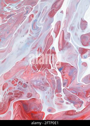 Roter Marmor abstrakt handbemalter Hintergrund, Acrylmalerei auf Leinwand. Zeitgenössische Kunst Stockfoto