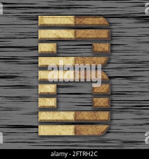 Quadratische Grafik mit dem Großbuchstaben B, der von Holz skizziert ist Teile als Großbuchstaben Stockfoto