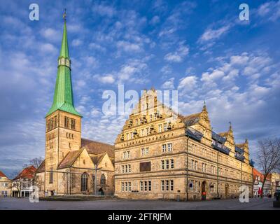 Altstadt von Hameln, Deutschland mit dem berühmten Hochzeithaus Stockfoto