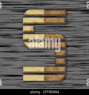 Quadratische Grafik mit dem Großbuchstaben S, die von Holz skizziert ist Teile als Großbuchstaben Stockfoto