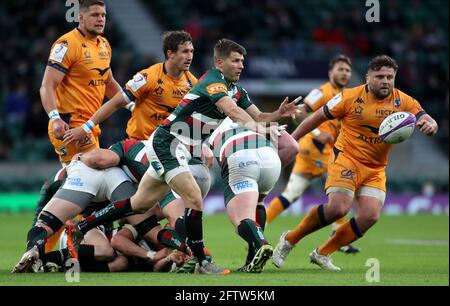 Richard Wigglesworth von Leicester Tigers spielt beim Finale des European Rugby Challenge Cup im Twickenham Stadium, London. Bilddatum: Freitag, 21. Mai 2021. Stockfoto