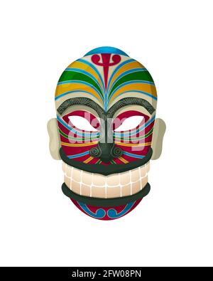 Maori-Maske, isoliertes Vektorobjekt auf weißem Hintergrund Stock Vektor