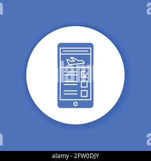 Flugbuchung im Smartphone Color Glyph Icon. Piktogramm für Webseite Stock Vektor