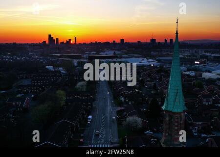 Sonnenuntergang in Manchester Stockfoto