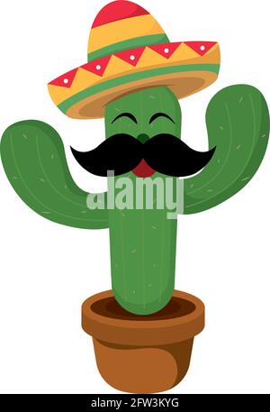 Isolierte glücklich mexikanischen Kaktus Cartoon Vektor-Illustration Stock Vektor